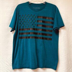 King Of Fire  T Shirt Mens Large American Flag July 4th Summer Patriotic Casual